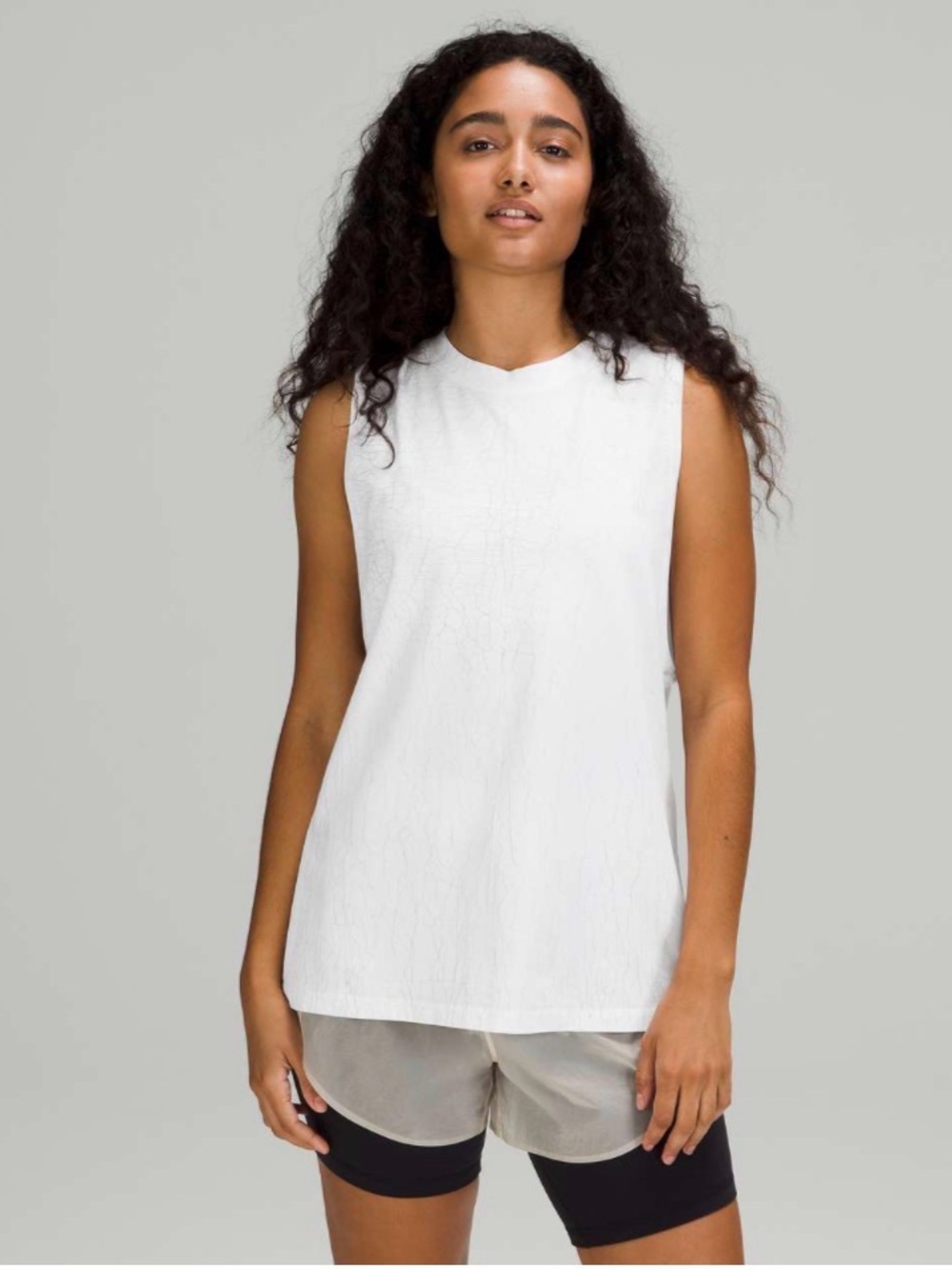 Lululemon All Yours Tank Top in 
Unique Thread Dye White Silver Drop